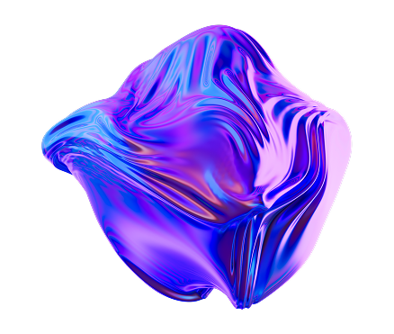 Abstrakcyjna forma 3D w kolorach fioletowym i niebieskim